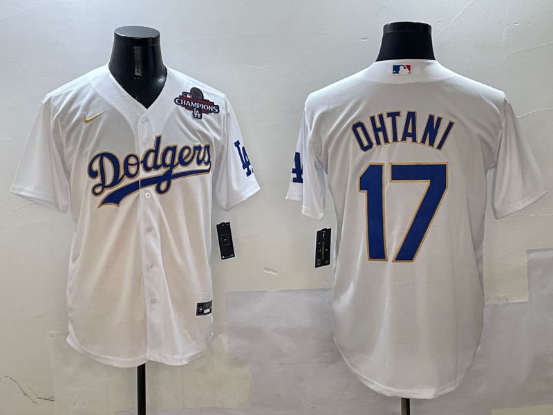 Men Los Angeles Dodgers #17 Ohtani White Blue Game 2025 Nike MLB Jersey style 4023